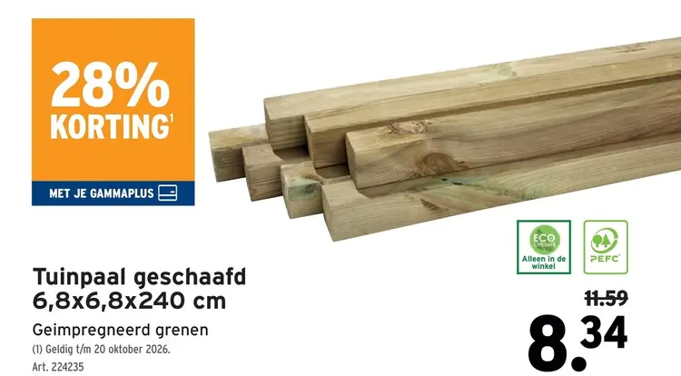 Promotie: Tuinpaal geschaafd