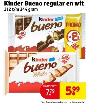 Aanbieding: Kinder Bueno regular en wit
