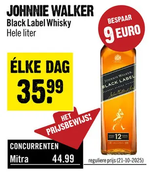 Aanbieding: Johnnie Walker Black Label 12 Years Whisky 100 cl