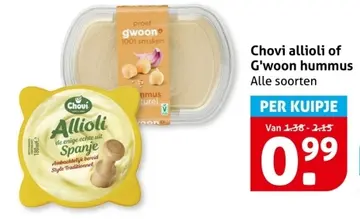 Aanbieding: Chovi allioli of G'woon hummus