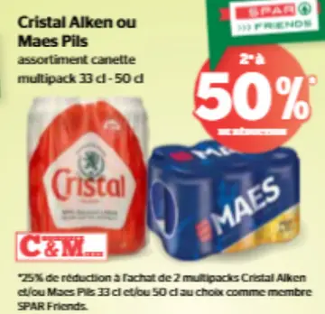 Offre: Cristal Alken ou Maes Pils