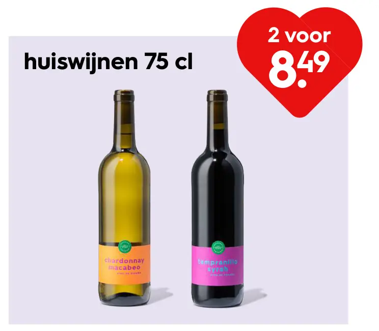 Promotie: Huiswijnen 75 cl