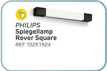 Aanbieding: Philips wandlamp badkamer rover square - zwart - ip44 - 5w