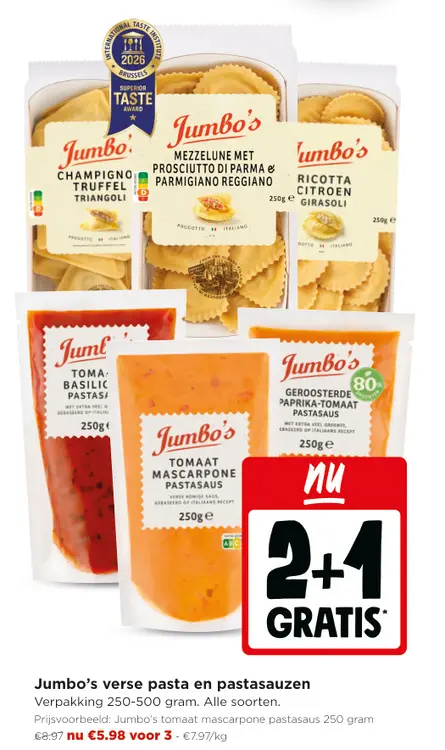 Promotie: Jumbo's verse pasta en pastasauzen