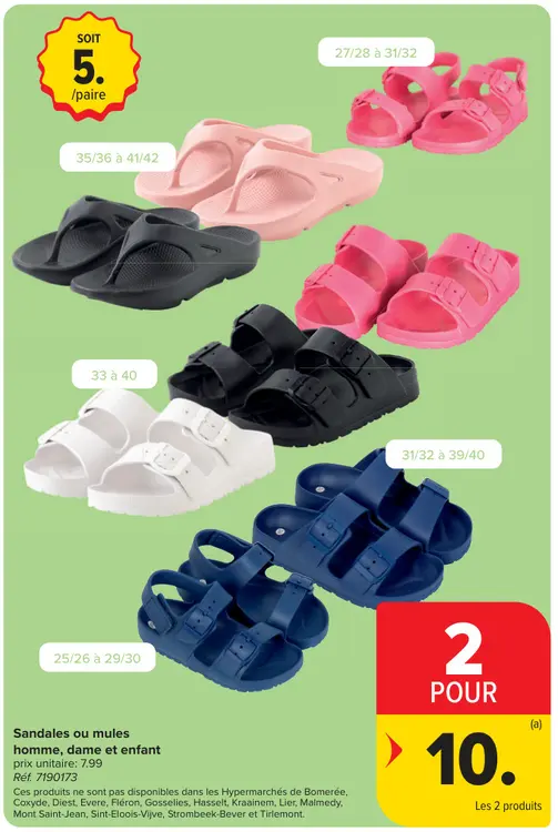 Offre: Sandales ou mules