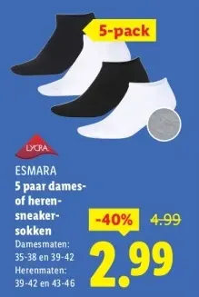 Aanbieding: Dames- of herensneakersokken