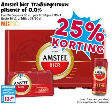 Aanbieding: Amstel bier Traditiegetrouw pilsener of 0.0%