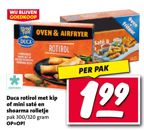 Aanbieding: Duca rotirol met kip of mini saté en shoarma 