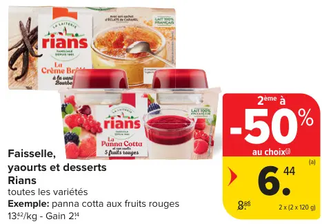 Offre: Faisselle, yaourts et desserts