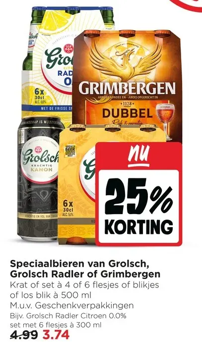 Aanbieding: Speciaalbieren van Grolsch, Grolsch Radler of Grimbergen