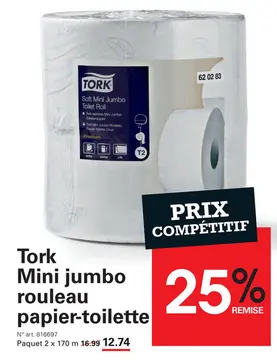 Offre: Tork Mini jumbo rouleau papier-toilette