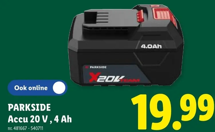Promotie: PARKSIDE Accu 20 V , 4 Ah