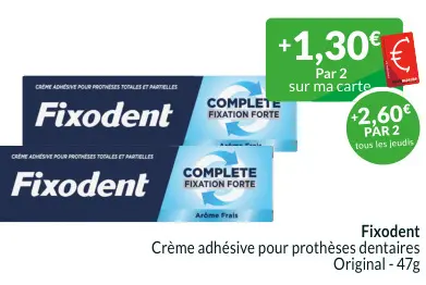 Offre: Fixodent Crème adhésive pour prothèses dentaires