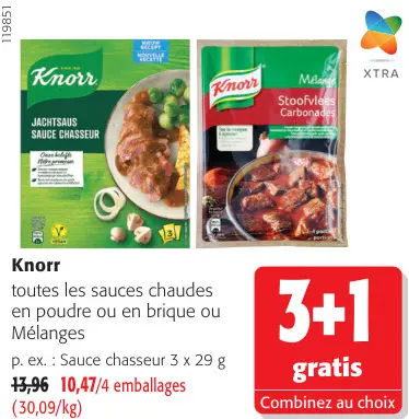 Offre: Knorr toutes les sauces chaudes en poudre ou Mélanges