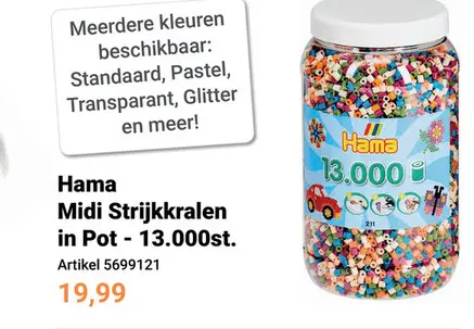 Aanbieding: Hama Midi Strijkkralen in Pot - Mix Standaard (00), 13.000st.