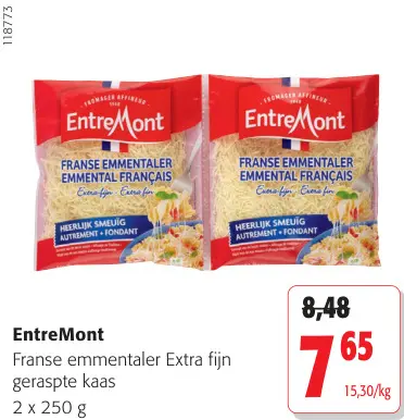 Promotie: Franse emmentaler Extra fijn geraspte kaas