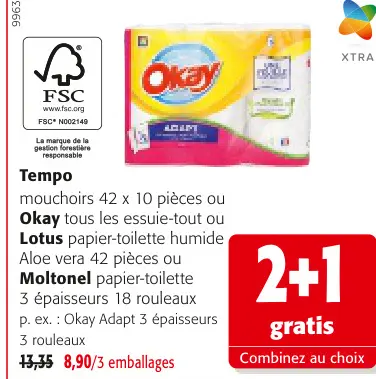 Offre: Tempo, Okay, Lotus, Moltonel