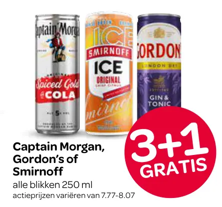 Aanbieding: Captain Morgan, Gordon's of Smirnoff