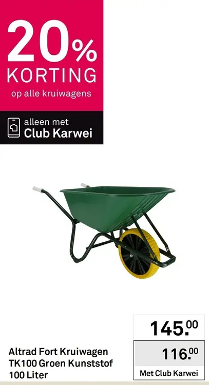 Aanbieding: Fort Kruiwagen TK100 Groen Kunststof 1