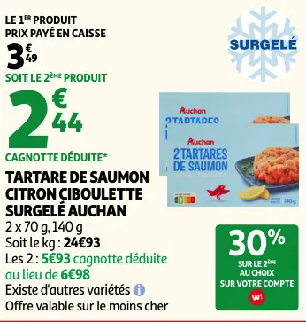 Offre: Tartare de saumon citron ciboulette surgelé