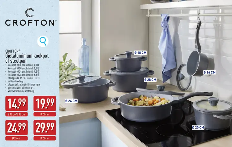 Promotie: Gietaluminium kookpot of steelpan