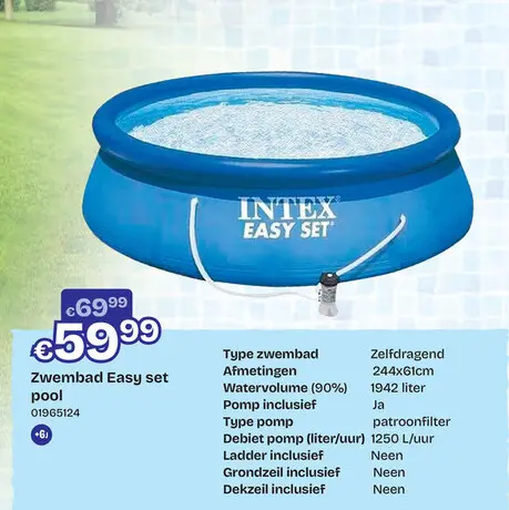 Aanbieding: Intex Zwembad Easy set pool  Diameter 244 cm