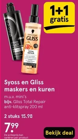 Aanbieding: Syoss en Gliss maskers en kuren