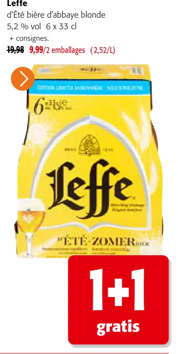 Offre: Leffe d'Été bière d'abbaye blonde
