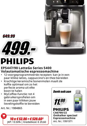Promotie: LatteGo Series 5400 Volautomatische espressomachine