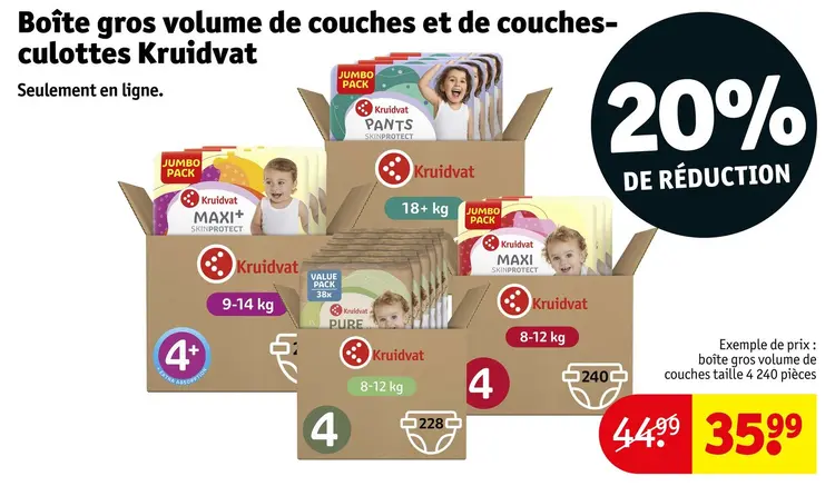 Offre: Boîte gros volume de couches et de couches-culottes