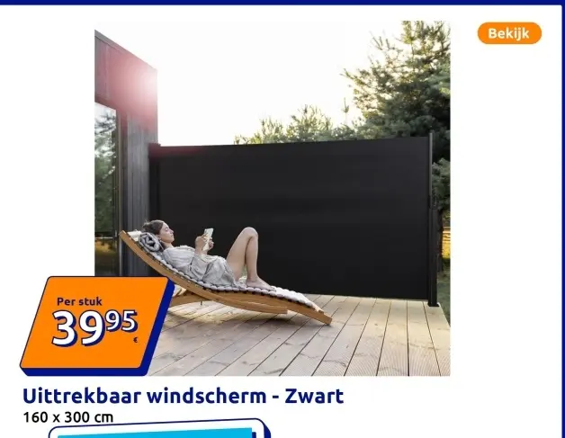 Promotie: Uittrekbaar windscherm - Zwart