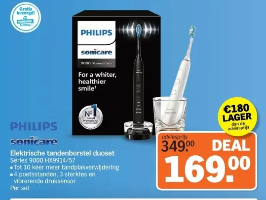 Aanbieding: Elektrische tandenborstel duoset Series 9000 