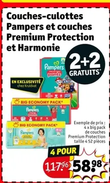 Offre: Couches-culottes Pampers et couches Premium Protection