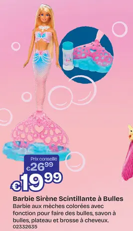 Offre: Barbie Sirène Scintillante à Bulles