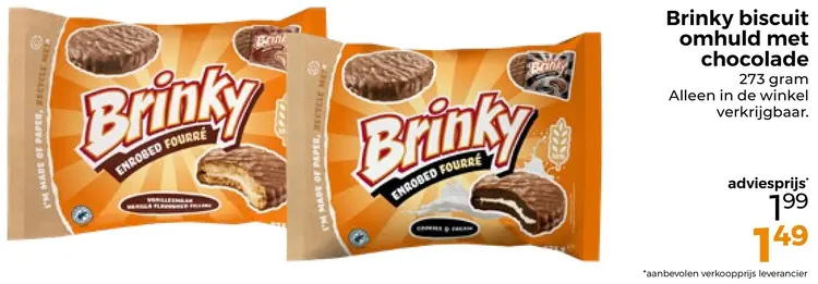 Aanbieding: Brinky Biscuit omhuld met chocolade