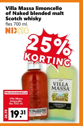 Aanbieding: Villa Massa limoncello of Naked blended malt