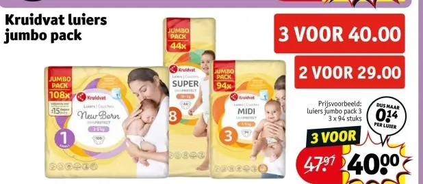 Aanbieding: Kruidvat luiers jumbo pack