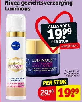 Aanbieding: Nivea gezichtsverzorging Luminous