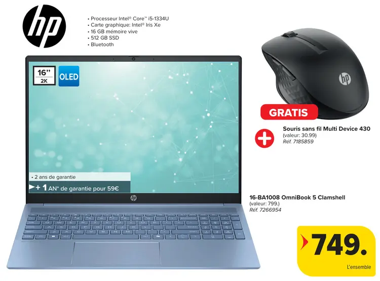 Offre: OmniBook 5 Clamshell + Souris sans fil Device 430
