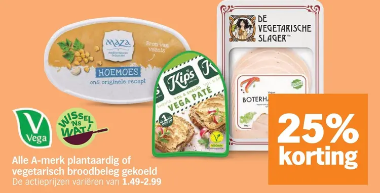 Aanbieding: Alle A-merk plantaardig of vegetarisch broodbeleg gekoeld
