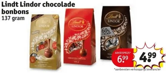 Aanbieding: Lindt Lindor chocolade bonbons