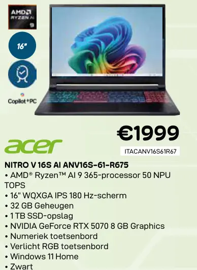 Promotie: Nitro v 16s ai anv16s-61-r675