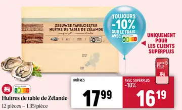 Offre: Huîtres de table de Zélande