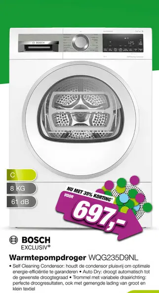 Aanbieding: BOSCH WQG235D9NL Serie 6 EXCLUSIV Warmtepompdroger