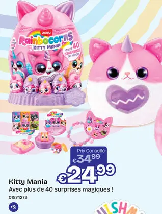 Offre: Peluche Rainbocorns Eggzania Kitty Mania
