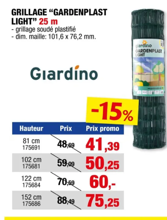 Offre: Grillage "GARDENPLAST light"