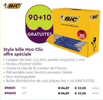 Offre: Stylo bille M10 Clic offre spéciale