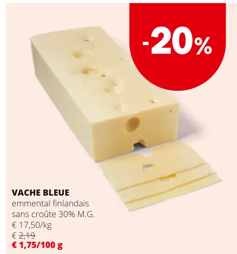 Offre: emmental finlandais sans croûte 30% M.G.