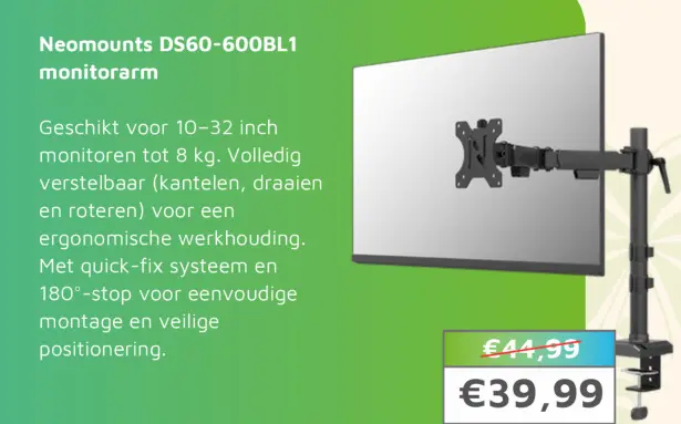 Aanbieding: Neomounts DS60-600BL1 monitorarm