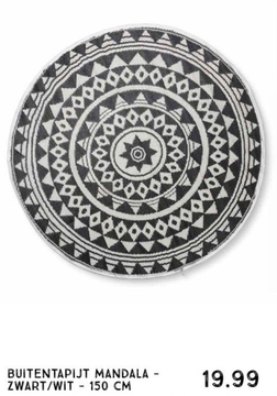 Aanbieding: Buitentapijt mandala - zwart/wit - 150 cm